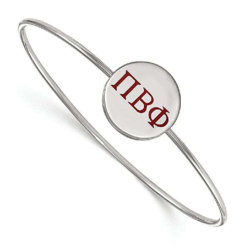 Breathtaking Jewelry, Breathtaking Prices Sterling Silver Pi Beta Phi Enamel Red Greek Letters Bangle - 7 in.