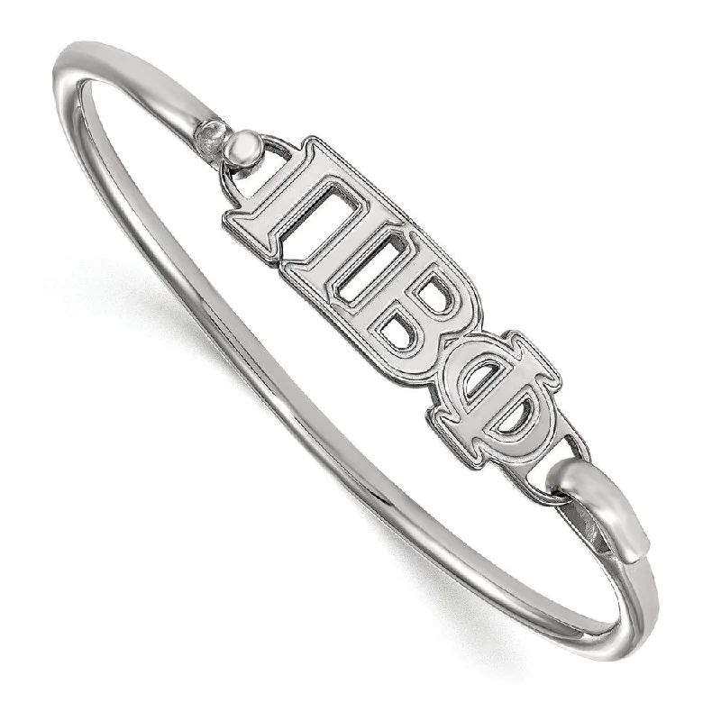 Make Your Outfit Shine With Discounted Jewelry Sterling Silver Pi Beta Phi Small Clasp Bangle - 8 in.