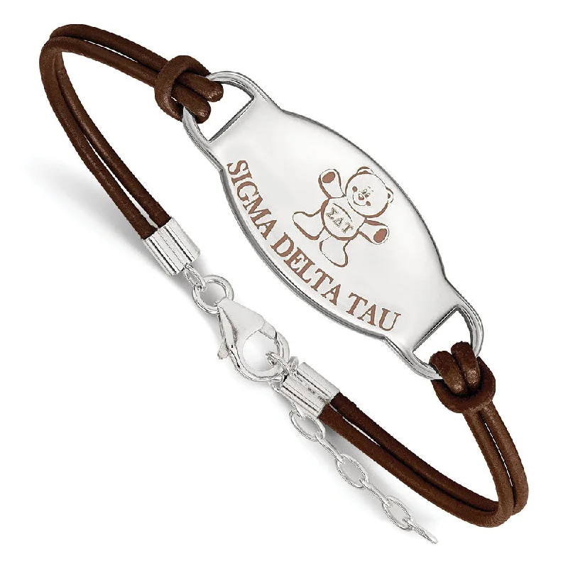 Limited-Time Jewelry Discounts – Shine Without The Splurge Sterling Silver Sigma Delta Tau Enamel Brown Leather Bracelet - 7 in.