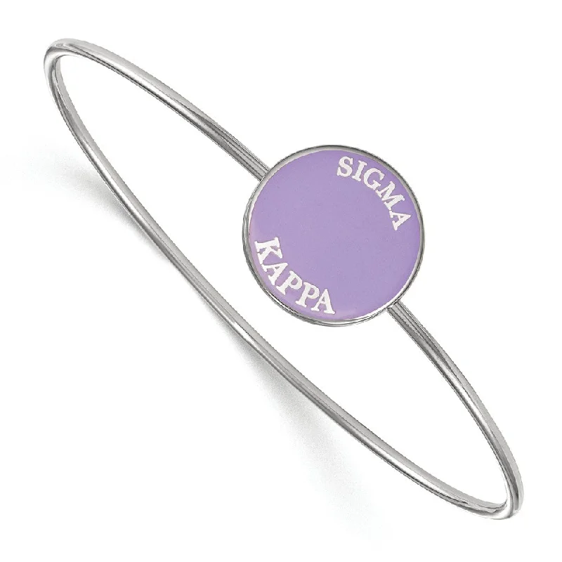 Limited-Time Jewelry Sale – Don't Miss These Deals Sterling Silver Sigma Kappa Purple Enamel Bangle - 7 in.