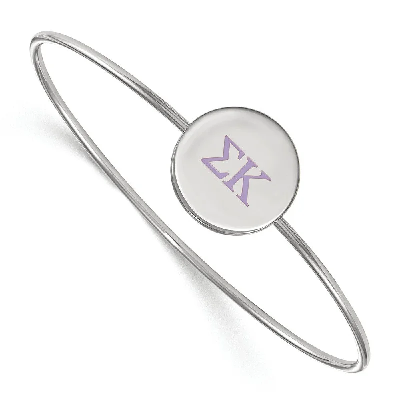 Chic And Stylish Jewelry At Exclusive Prices Sterling Silver Sigma Kappa Enamel Purple Greek Letters Bangle - 7 in.