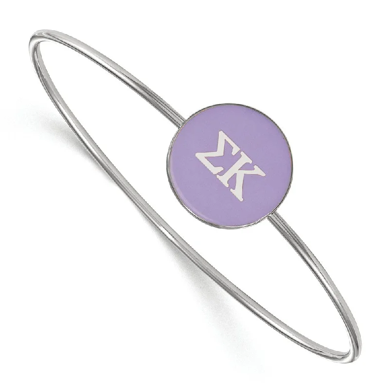 Discounted Jewelry For A Glamorous Look Sterling Silver Sigma Kappa Purple Enamel Greek Bangle - 7 in.