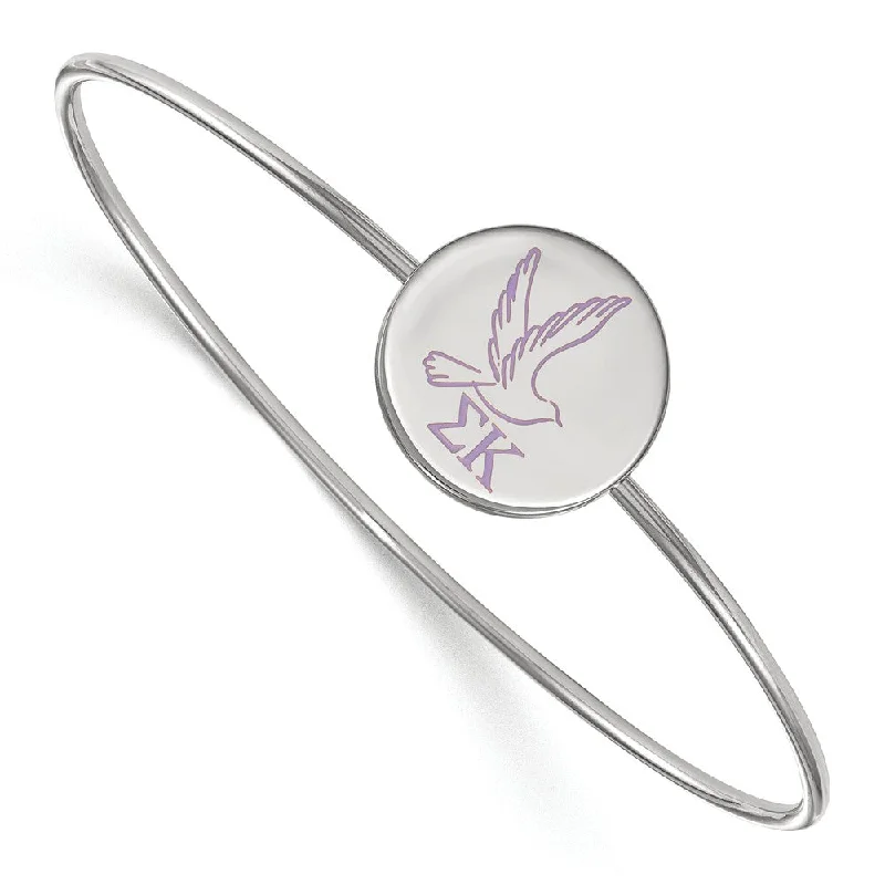 Limited-Time Offer On Premium Jewelry Collections Sterling Silver Sigma Kappa Enamel Purple Dove Bangle - 8 in. Limited-Time Offer On Premium Jewelry Collections Sterling Silver Sigma Kappa Enamel Purple Dove Bangle - 8 in.