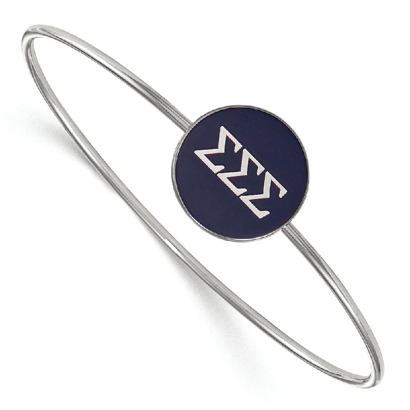 Trending Jewelry Styles Now At Limited-Time Discounts Sterling Silver Sigma Sigma Sigma Blue Enamel Greek Bangle - 8 in. Trending Jewelry Styles Now At Limited-Time Discounts Sterling Silver Sigma Sigma Sigma Blue Enamel Greek Bangle - 8 in.