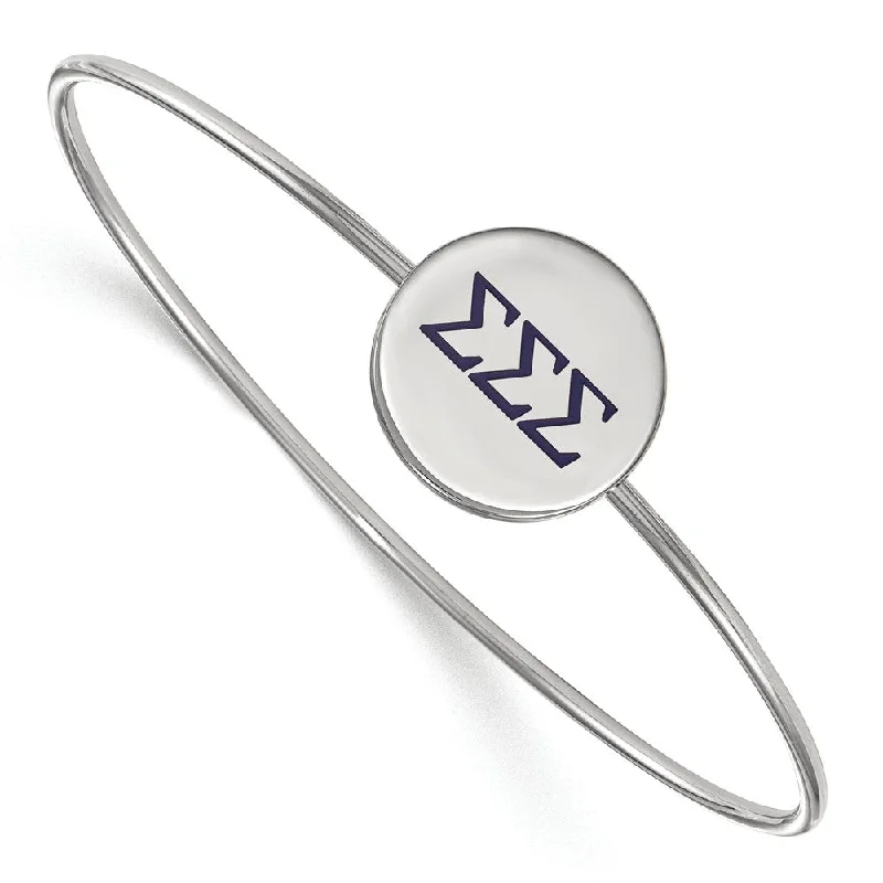 Unbeatable Offers On Luxury And Everyday Jewelry Sterling Silver Sigma Sigma Sigma Enamel Blue Greek Bangle - 8 in. Unbeatable Offers On Luxury And Everyday Jewelry Sterling Silver Sigma Sigma Sigma Enamel Blue Greek Bangle - 8 in.