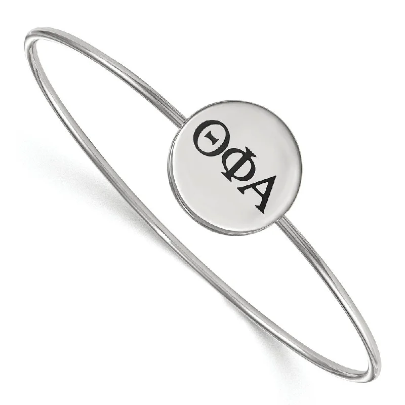 Affordable Gold-Plated Jewelry For Modern Fashion Sterling Silver Theta Phi Alpha Enamel Greek Letters Bangle - 6 in. Affordable Gold-Plated Jewelry For Modern Fashion Sterling Silver Theta Phi Alpha Enamel Greek Letters Bangle - 6 in.
