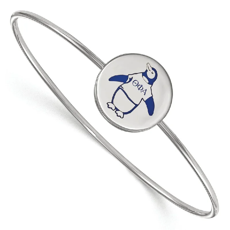 Personalized Jewelry Sale – Unique Pieces At Great Prices Sterling Silver Theta Phi Alpha Enamel Blue Penguin Bangle - 6 in.