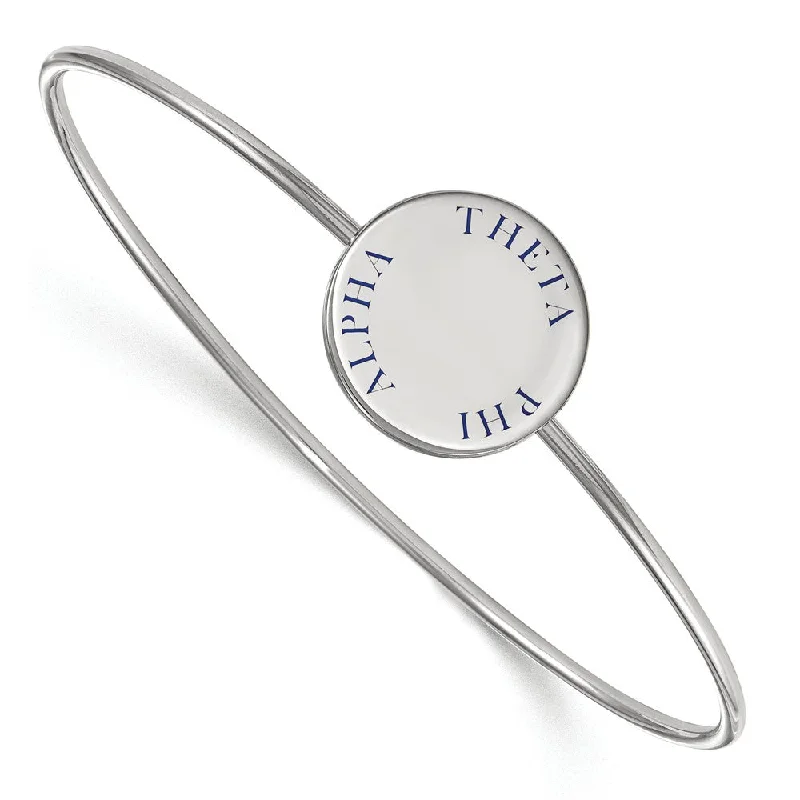 Premium Jewelry, Premium Discounts – Act Fast Sterling Silver Theta Phi Alpha Enamel Blue Letters Bangle - 6 in.