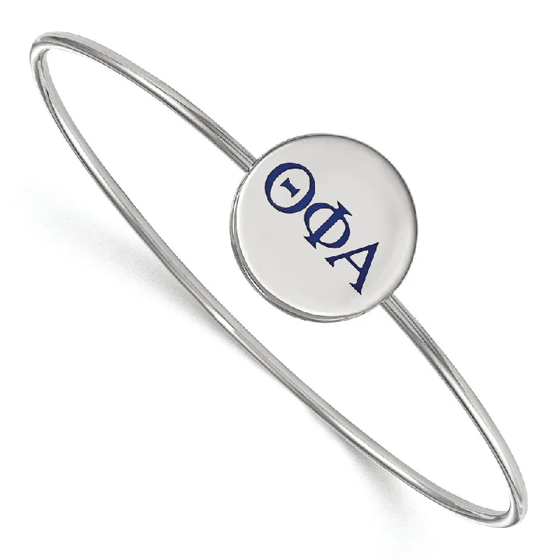 Flash Sale On Exquisite Jewelry – Don't Miss Out Sterling Silver Theta Phi Alpha Enamel Blue Greek Bangle - 6 in. Flash Sale On Exquisite Jewelry – Don't Miss Out Sterling Silver Theta Phi Alpha Enamel Blue Greek Bangle - 6 in.