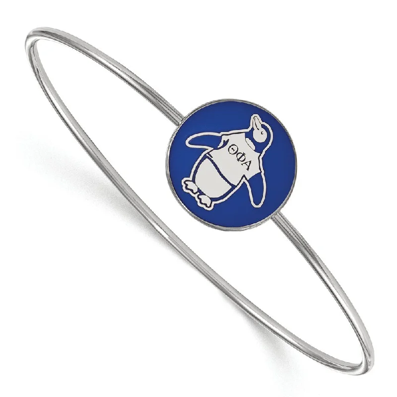 High-Quality Jewelry At A Fraction Of The Cost Sterling Silver Theta Phi Alpha Blue Enamel Penguin Bangle - 7 in.