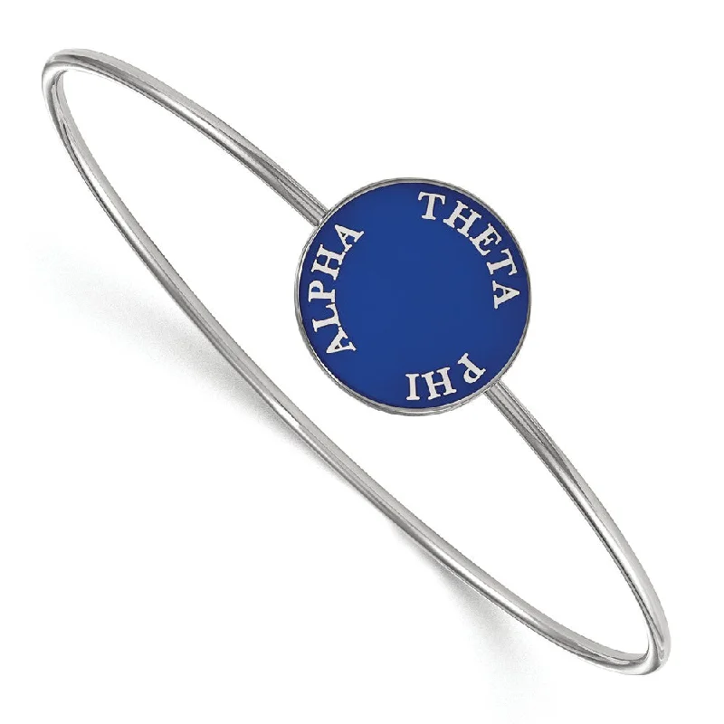 Premium Diamond Jewelry For Unforgettable Moments Sterling Silver Theta Phi Alpha Blue Enamel Bangle - 8 in. Premium Diamond Jewelry For Unforgettable Moments Sterling Silver Theta Phi Alpha Blue Enamel Bangle - 8 in.