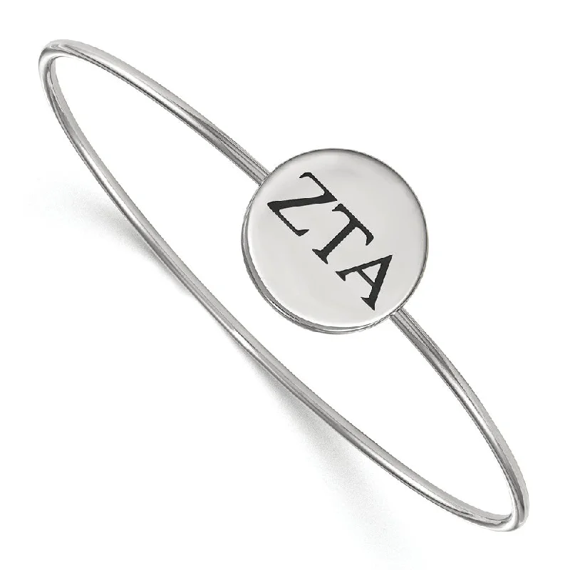 Unique Jewelry Designs Now At Discounted Rates Sterling Silver Zeta Tau Alpha Enamel Greek Letters Bangle - 6 in.