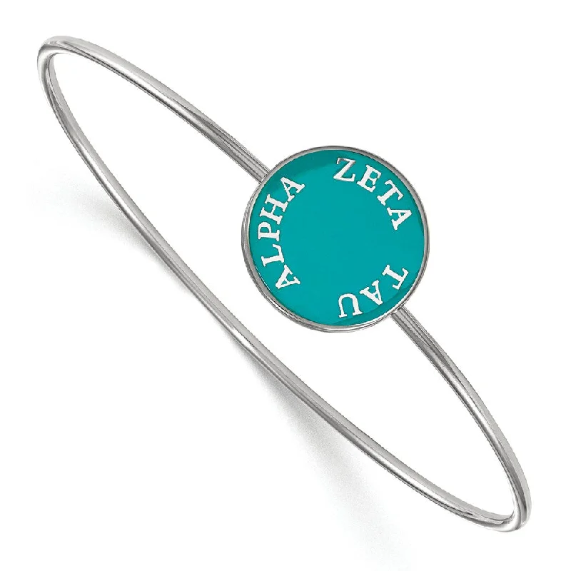 Luxury Jewelry At Unbeatable Discounts Sterling Silver Zeta Tau Alpha Teal Enamel Bangle - 7 in. Luxury Jewelry At Unbeatable Discounts Sterling Silver Zeta Tau Alpha Teal Enamel Bangle - 7 in.