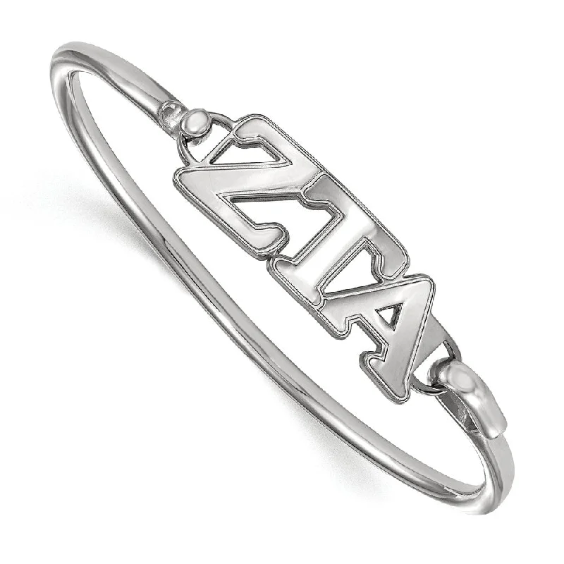 Exclusive Jewelry Sale Event – Shop Now Sterling Silver Zeta Tau Alpha Small Clasp Bangle - 8 in.