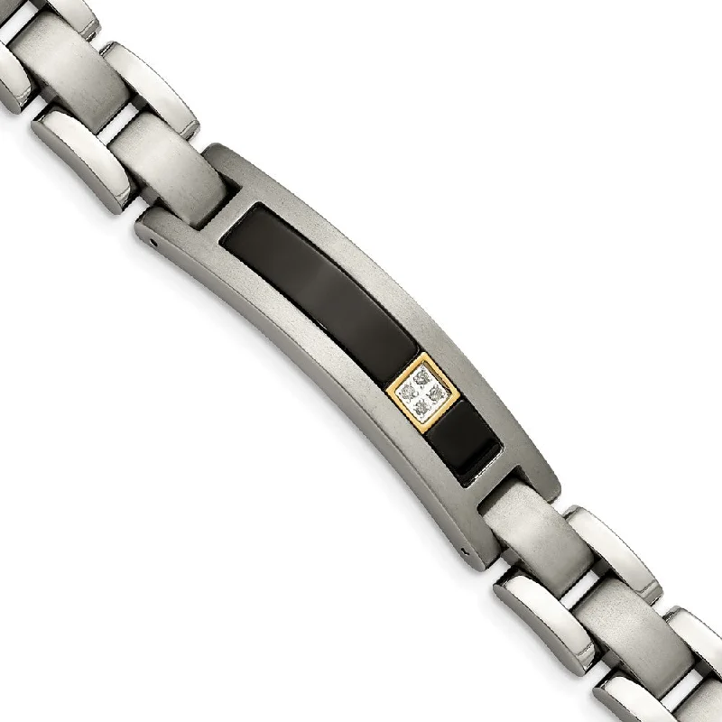 Jewelry Sale Bonanza – Grab Your Sparkle Now Titanium, 14K Gold Accent, Onyx & .05ctw Diamond Link Bracelet, 8 Inch Jewelry Sale Bonanza – Grab Your Sparkle Now Titanium, 14K Gold Accent, Onyx & .05ctw Diamond Link Bracelet, 8 Inch