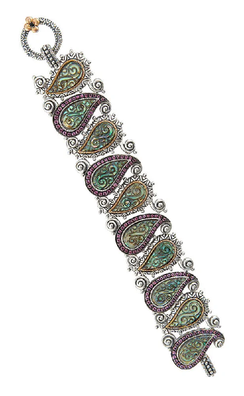 Shop Dazzling Jewelry With Special Promotional Discounts Paisley Bracelet – Abalone, Pink Garnet & Black Sapphire