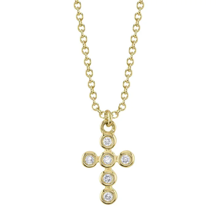 Luxury Jewelry Sale – Sparkle For Less 0.08CT DIAMOND BEZEL CROSS NECKLACE
