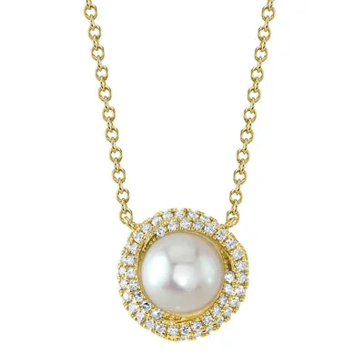 Clearance Sale On High-End Jewelry Collections 0.13CT DIAMOND & CULTURED PEARL NECKLACE Clearance Sale On High-End Jewelry Collections 0.13CT DIAMOND & CULTURED PEARL NECKLACE