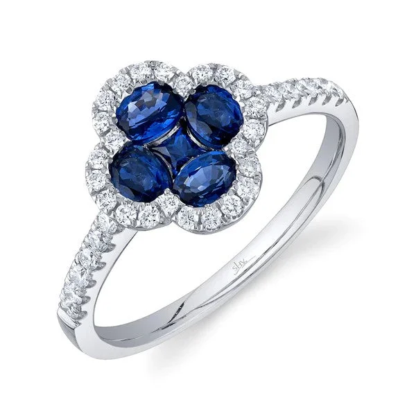 Limited-Stock Jewelry Clearance – Grab Your Favorites Now 0.30CT DIAMOND & 1.20CT BLUE SAPPHIRE CLOVER RING