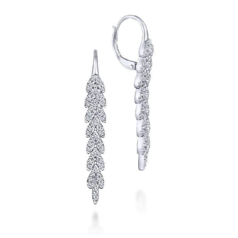 Exclusive Jewelry Offers – Shine For Less 14K White Gold Elongated Vertical Diamond Branch Drop Earrings