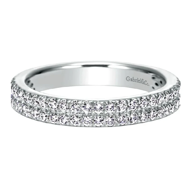 Shop Dazzling Jewelry With Special Promotional Discounts 14K White Gold French Pave Diamond Wedding Band Shop Dazzling Jewelry With Special Promotional Discounts 14K White Gold French Pave Diamond Wedding Band