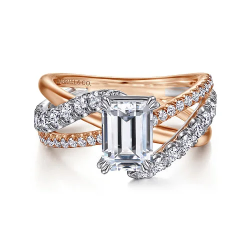 Timeless Elegance Now At Special Discounts 14K White-Rose Gold Emerald Cut Free Form Diamond Engagement Ring Timeless Elegance Now At Special Discounts 14K White-Rose Gold Emerald Cut Free Form Diamond Engagement Ring