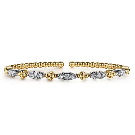 Buy More, Save More – Special Jewelry Discounts 14K White Yellow Gold Bujukan Beads and Diamond Station Split Bangle Bracelet Buy More, Save More – Special Jewelry Discounts 14K White Yellow Gold Bujukan Beads and Diamond Station Split Bangle Bracelet