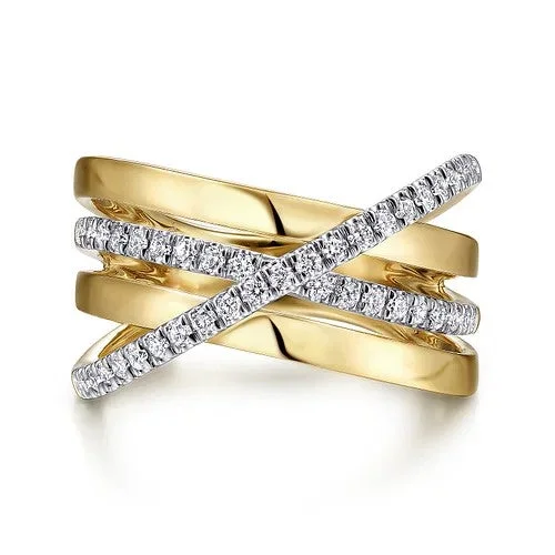 Personalized Jewelry Sale – Unique Pieces At Great Prices 14K White-Yellow Gold Polished Band and Diamond Row Criss Cross Ring Personalized Jewelry Sale – Unique Pieces At Great Prices 14K White-Yellow Gold Polished Band and Diamond Row Criss Cross Ring