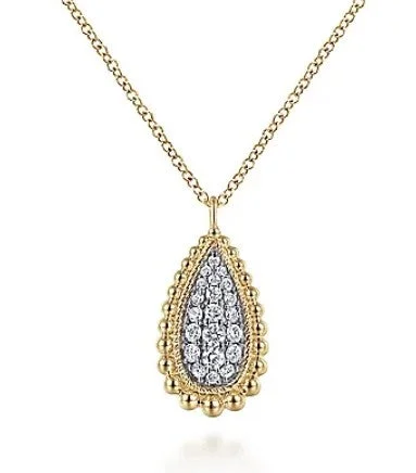 Premium Jewelry Now Available At Special Discounts 14K Yellow Gold Bujukan Pave Diamond Teardrop Pendant Necklace Premium Jewelry Now Available At Special Discounts 14K Yellow Gold Bujukan Pave Diamond Teardrop Pendant Necklace