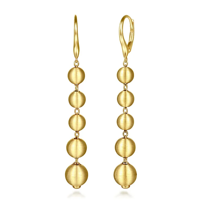 Handcrafted Jewelry Sale – Unique Designs At Low Prices 14K Yellow Gold Graduating Bujukan Beads Leverback Drop Earrings Handcrafted Jewelry Sale – Unique Designs At Low Prices 14K Yellow Gold Graduating Bujukan Beads Leverback Drop Earrings