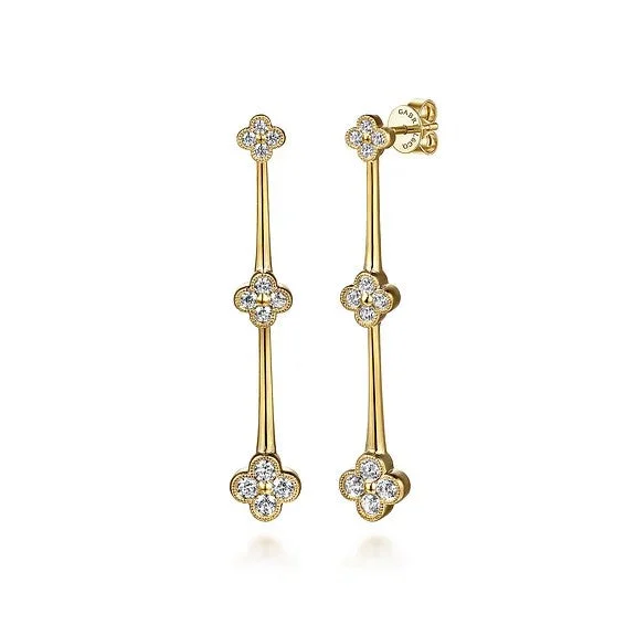 High-Quality Jewelry At A Fraction Of The Cost 14K Yellow Gold Graduating Diamond Cluster Stud Drop Earrings High-Quality Jewelry At A Fraction Of The Cost 14K Yellow Gold Graduating Diamond Cluster Stud Drop Earrings