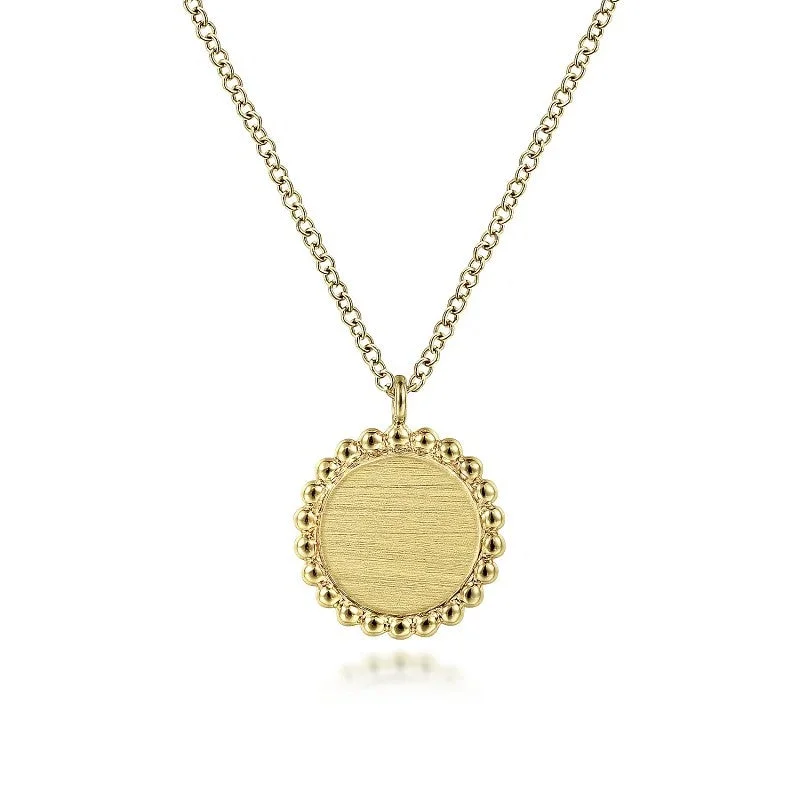 Discounted Jewelry For A Glamorous Look 14K Yellow Gold Round Pendant Necklace with Bujukan Bead Frame Discounted Jewelry For A Glamorous Look 14K Yellow Gold Round Pendant Necklace with Bujukan Bead Frame