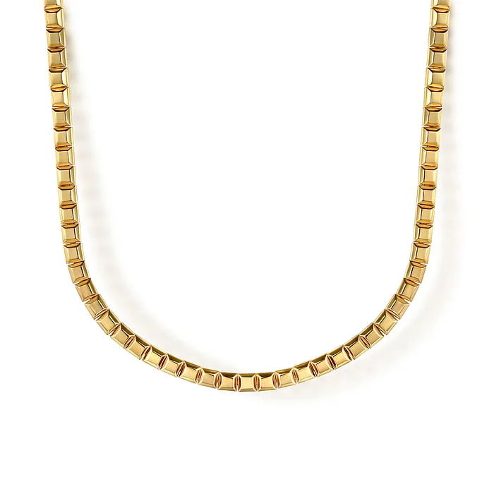 Luxury Jewelry At Unbeatable Discounts 14K Yellow Plain Gold Tennis Necklace