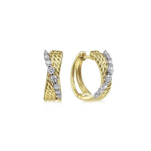 Sparkle More For Less – Jewelry Sale Happening Now 14K Yellow-White Gold Twisted 15mm Diamond Huggie Earrings Sparkle More For Less – Jewelry Sale Happening Now 14K Yellow-White Gold Twisted 15mm Diamond Huggie Earrings