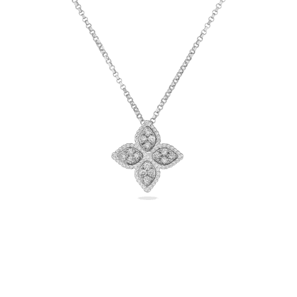 Personalized Jewelry Sale – Meaningful Gifts At Great Prices 18K GOLD PRINCESS FLOWER SMALL DIAMOND NECKLACE