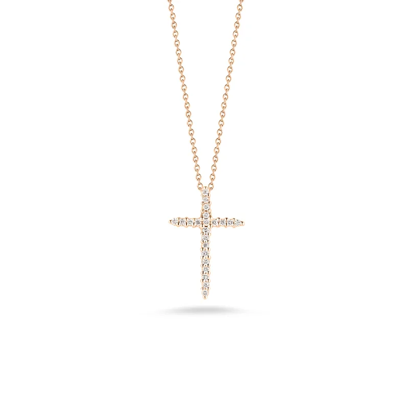 Handcrafted Beauty At Affordable Prices 18K ROSE GOLD TINY TREASURES DIAMOND SLIVER CROSS NECKLACE