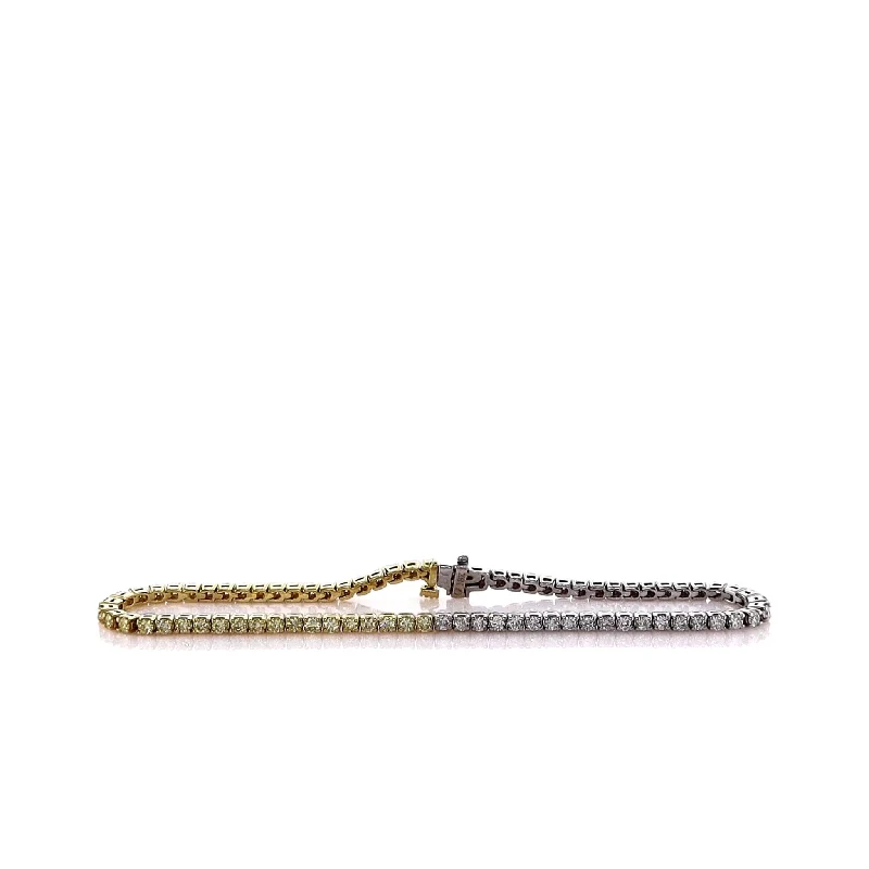 Shop Trending Jewelry With Exclusive Savings 18k Two-Tone 7" Half Yellow and Half White Diamond Tennis Bracelet