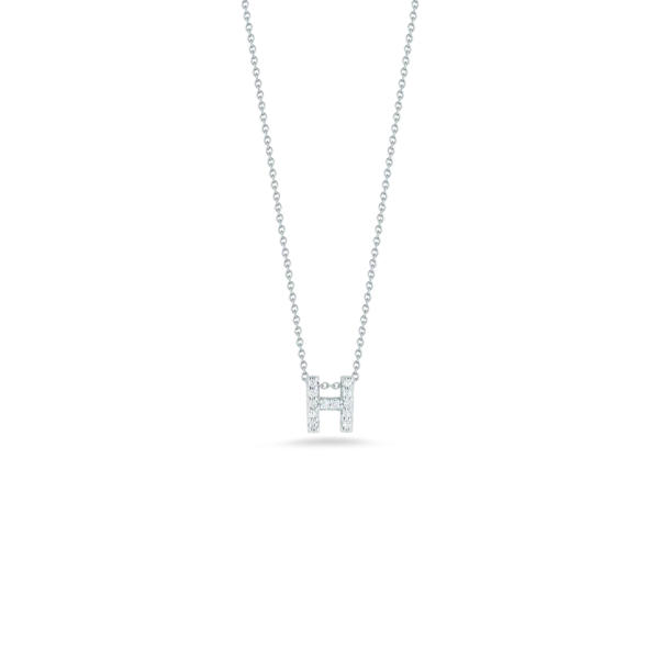 Best Jewelry Sale – Shop Exclusive Designs Now 18K WHITE GOLD TINY TREASURES DIAMOND LOVE LETTER “H” NECKLACE