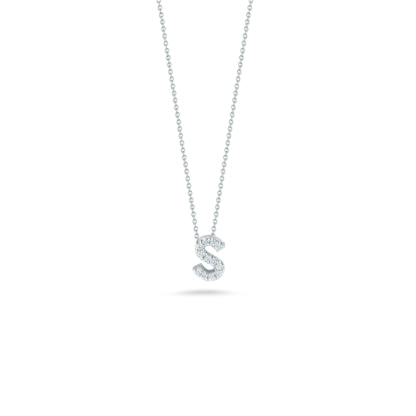 Unmissable Jewelry Sale – Shop Before It's Too Late 18K WHITE GOLD TINY TREASURES DIAMOND LOVE LETTER “S” NECKLACE