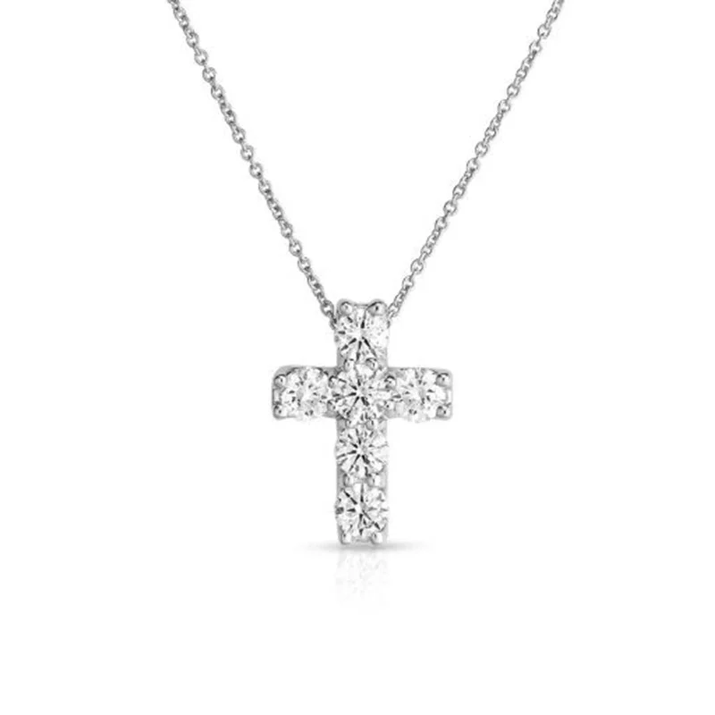 High-End Sparkle, Low-End Prices – Jewelry Sale Live 18K White Gold Tiny Treasures Diamond Square Cross Necklace