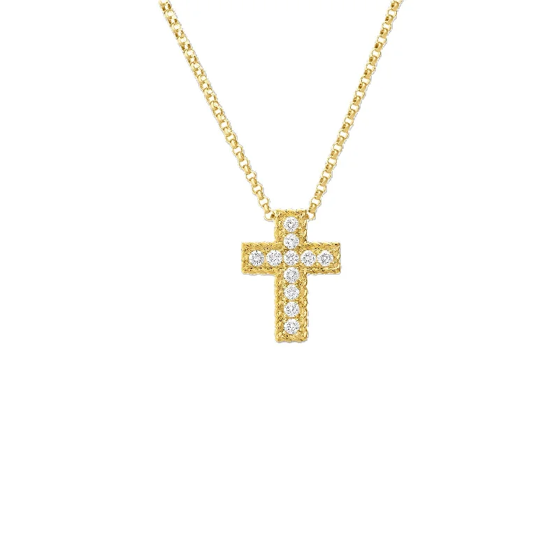 Limited-Stock Jewelry Sale – Once It's Gone, It's Gone 18K YELLOW GOLD PRINCESS DIAMOND CROSS NECKLACE