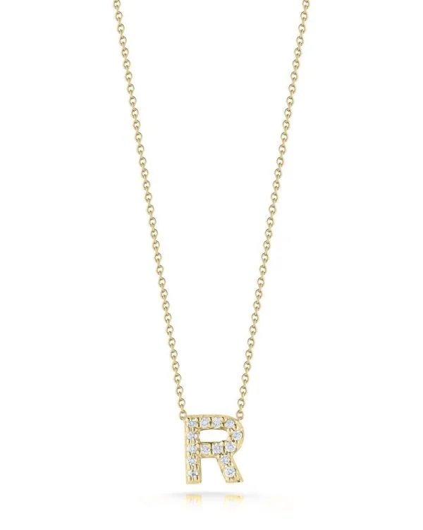 Elegant Jewelry Styles At Budget-Friendly Prices 18K YELLOW GOLD TINY TREASURES DIAMOND LOVE LETTER “R” NECKLACE