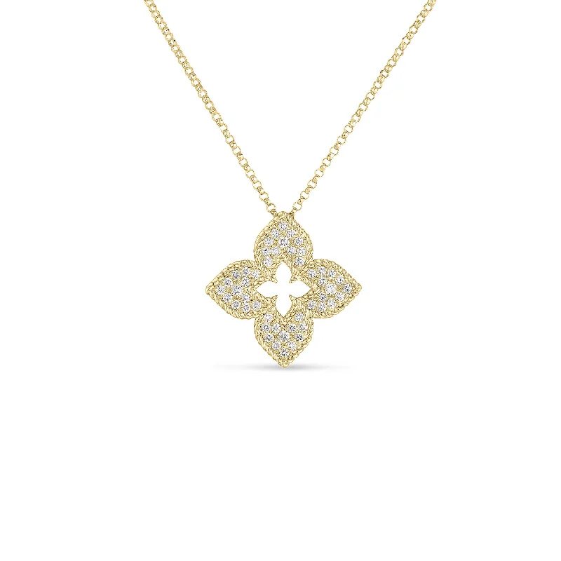 Huge Savings On Timeless Jewelry Collections 18K YELLOW GOLD VENETIAN PRINCESS PAVE DIAMOND FLOWER NECKLACE