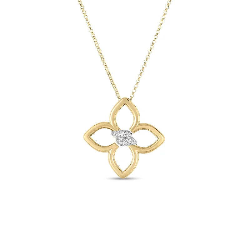 Seasonal Jewelry Deals – Elevate Your Style 18K YELLOW/WHITE GOLD CIALOMA MEDIUM DIAMOND FLOWER NECKLACE