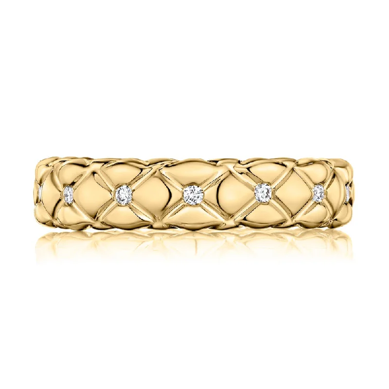 Elegant Designs, Unbeatable Discounts – Shop Jewelry Now A. Jaffe 14k  Quilted Pattern Ring with Diamonds