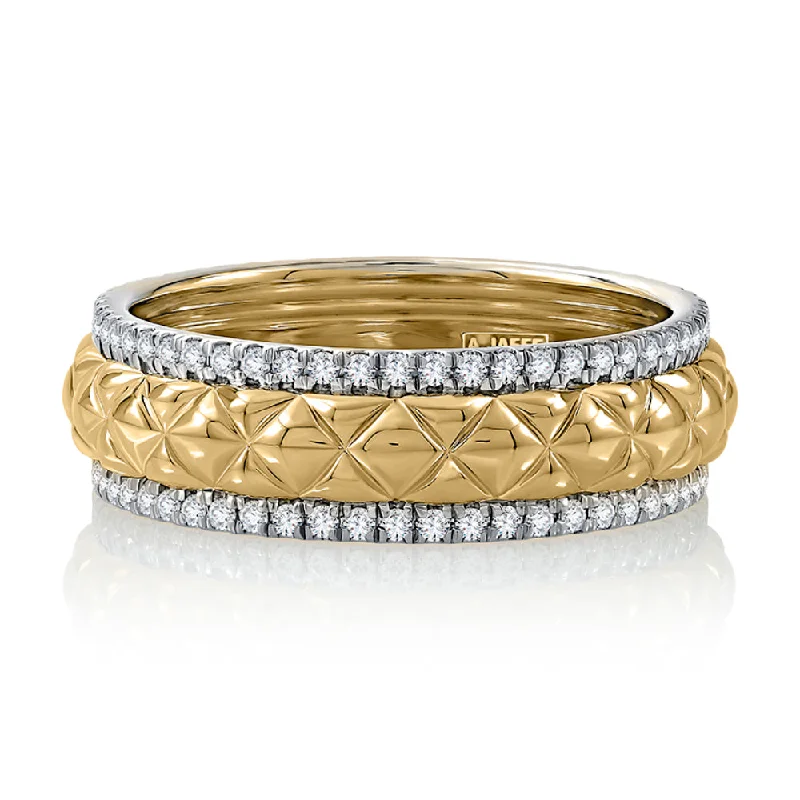 Limited-Time Jewelry Sale – Don't Miss These Deals A. Jaffe 14k Quilted Ring with Diamond Borders