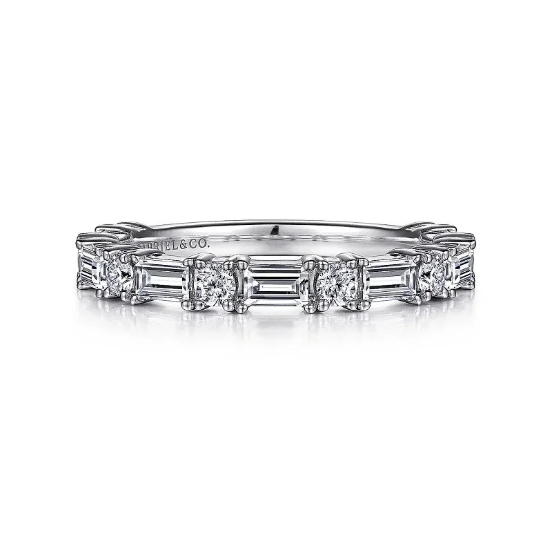Grab Stylish Jewelry Before The Sale Ends Aggie - 14K White Gold Baguette and Round Diamond Anniversary Band - 0.99 ct Grab Stylish Jewelry Before The Sale Ends Aggie - 14K White Gold Baguette and Round Diamond Anniversary Band - 0.99 ct