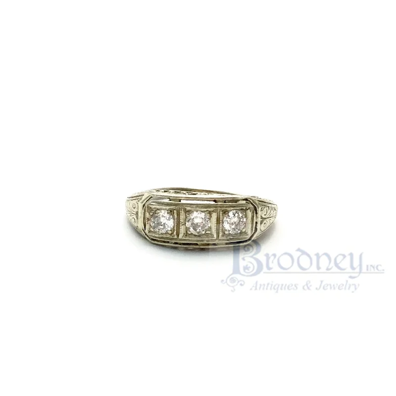 Affordable Luxury Jewelry – Style At A Great Price Art Deco 18kt White Gold 3 European Cut Diamond Filigree Engagement Ring Affordable Luxury Jewelry – Style At A Great Price Art Deco 18kt White Gold 3 European Cut Diamond Filigree Engagement Ring