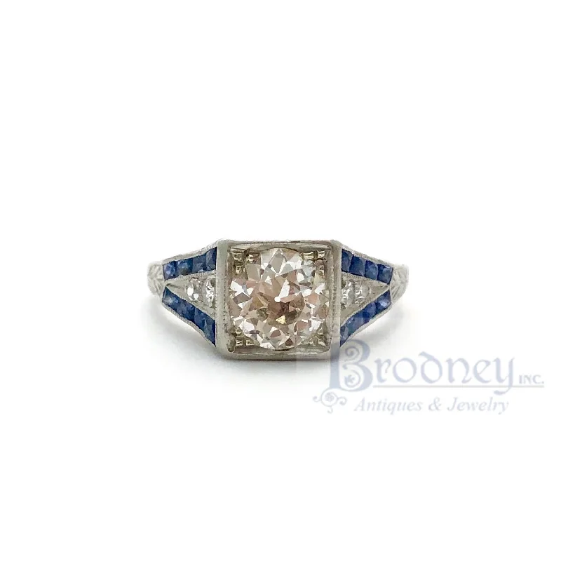Breathtaking Jewelry At Limited-Time Savings Art Deco Platinum Old Mine Cut Diamond and Sapphire Engagement Ring Breathtaking Jewelry At Limited-Time Savings Art Deco Platinum Old Mine Cut Diamond and Sapphire Engagement Ring