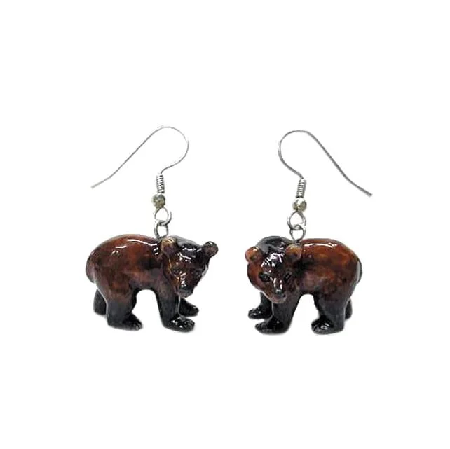 Special Deals On Handcrafted And Designer Jewelry Brown Bear Porcelain Earrings